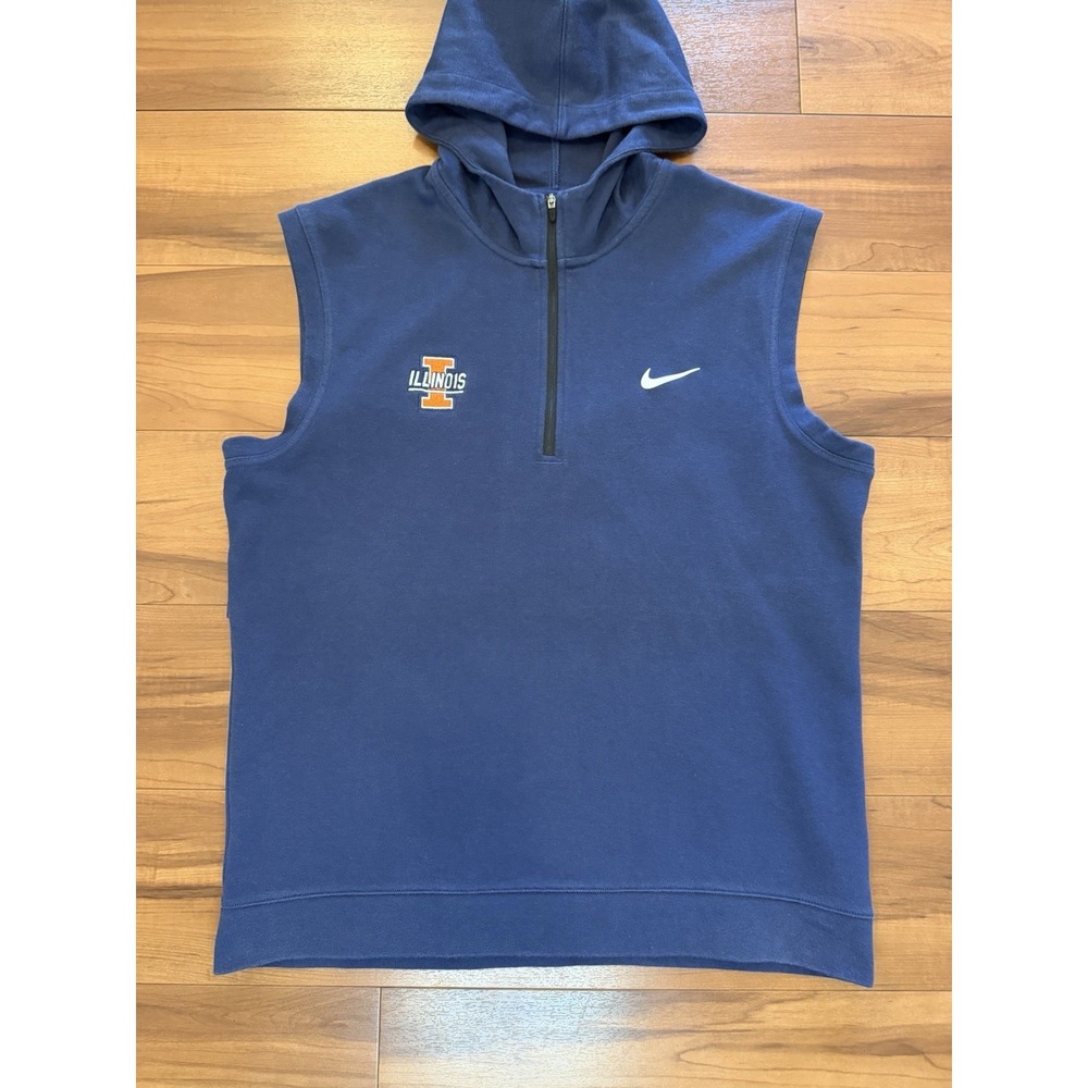 Nike Fighting Illini Dri-Fit Hoodie Sleeveless Vest Performance Men's Size Large - Picture 4 of 10